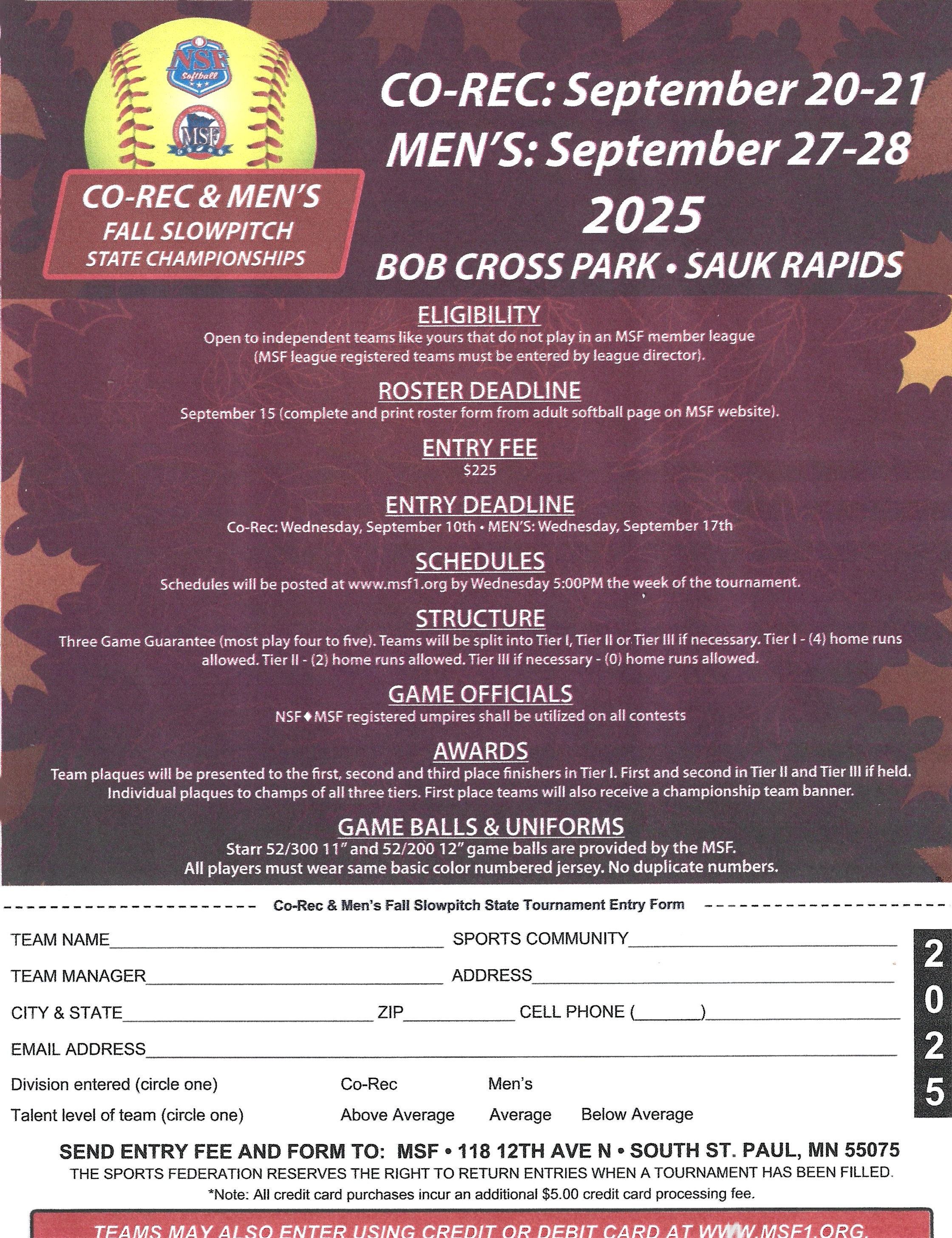 co-rec and mens fall tournment